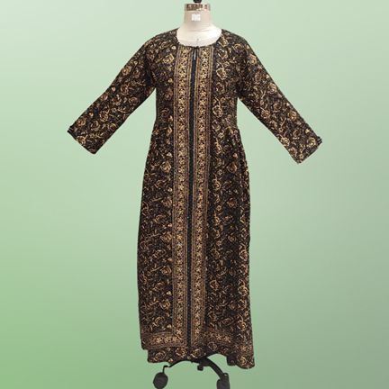 S/M Bhopali Crystal Black Golden Dress 56" Long Jalabiya