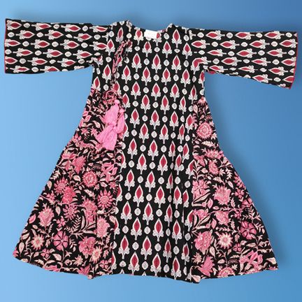 10-11 Year Cindrella Printed Cotton Girls Dress 46" Long Jalabiya