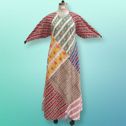 S/M Sakina Multi Printed Cotton Dress 56" Long Jalabiya