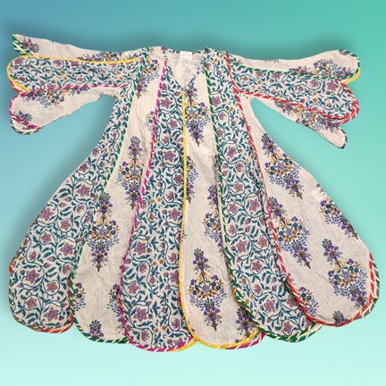 4-5 Year Meher Crystal Multi Printed Cotton Girls Dress 34" Long Jalabiya