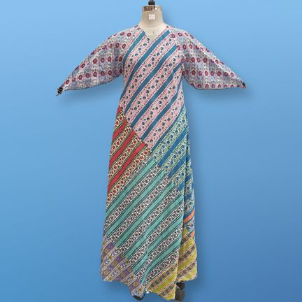 S/M Sakina Multi Printed Cotton Dress 57" Long Jalabiya