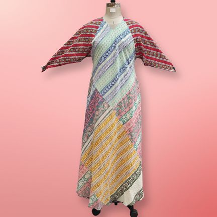 S/M Sakina Multi Printed Cotton Dress 57" Long Jalabiya