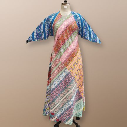 S/M Sakina Multi Printed Cotton Dress 57" Long Jalabiya