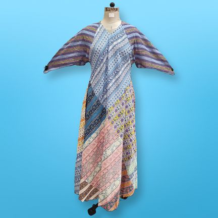 S/M Sakina Multi Printed Cotton Dress 57" Long Jalabiya