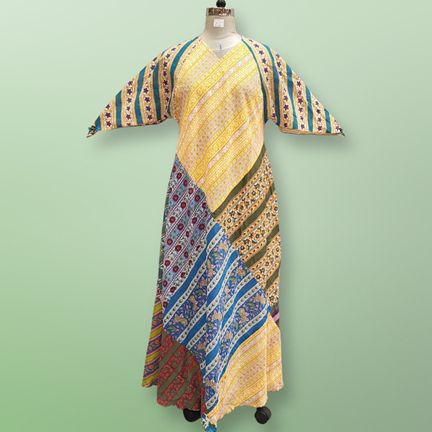 S/M Sakina Multi Printed Cotton Dress 56" Long Jalabiya