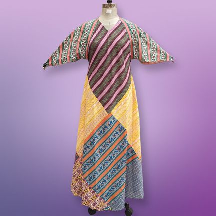 S/M Sakina Multi Printed Cotton Dress 56" Long Jalabiya