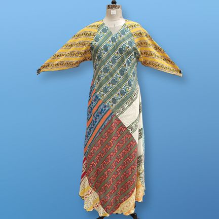 S/M Sakina Multi Printed Cotton Dress 56" Long Jalabiya