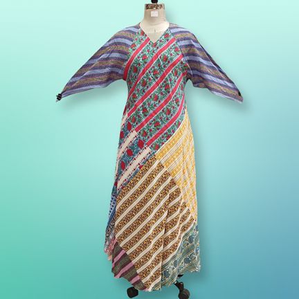 S/M Sakina Multi Printed Cotton Dress 56" Long Jalabiya