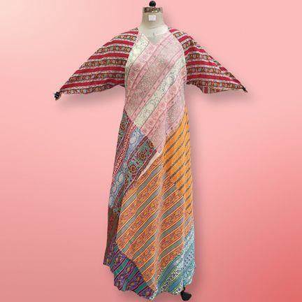 S/M Sakina Multi Printed Cotton Dress 57" Long Jalabiya