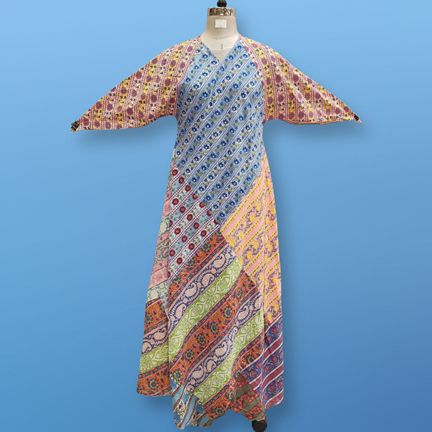 S/M Sakina Multi Printed Cotton Dress 57" Long Jalabiya
