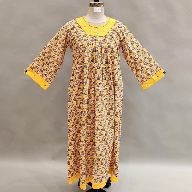 12-13 Year Lara Printed Cotton Girls Dress 50"Long Jalabiya