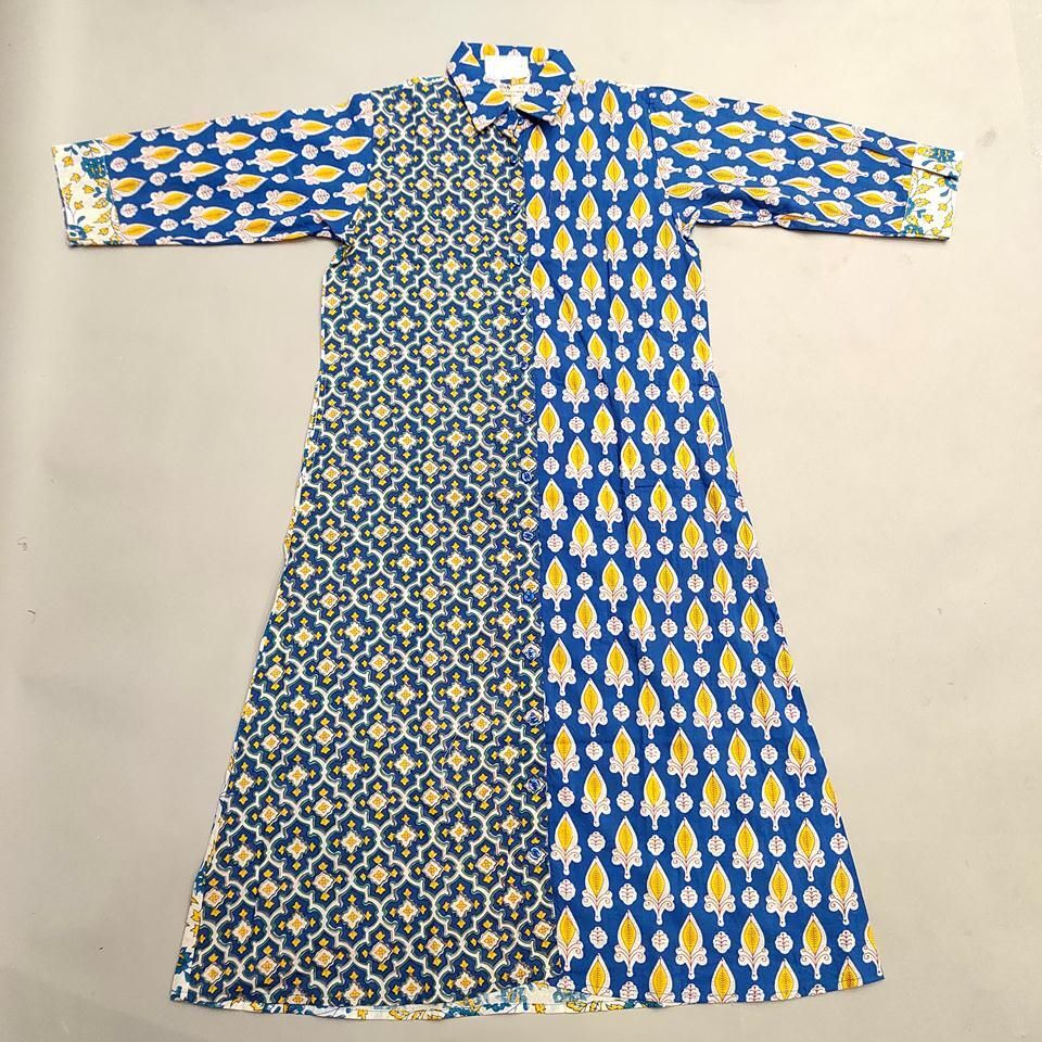 8-9 Year Singapore Printed Cotton Girls Dress 42" Long Jalabiya