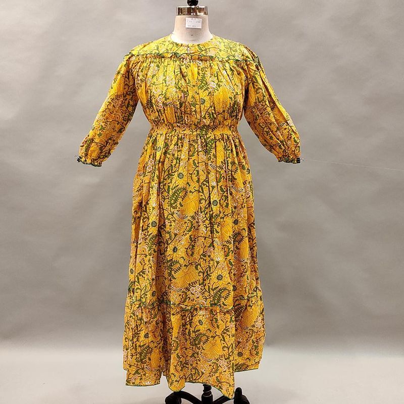 12-13 Year Lutf Printed Cotton Girls Dress 50"Long Jalabiya