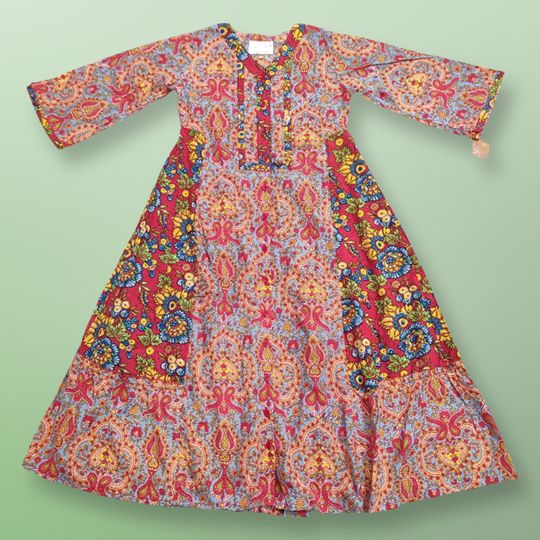 6-7  Year Tulip Cotton Dress 38" Long Jalabiya