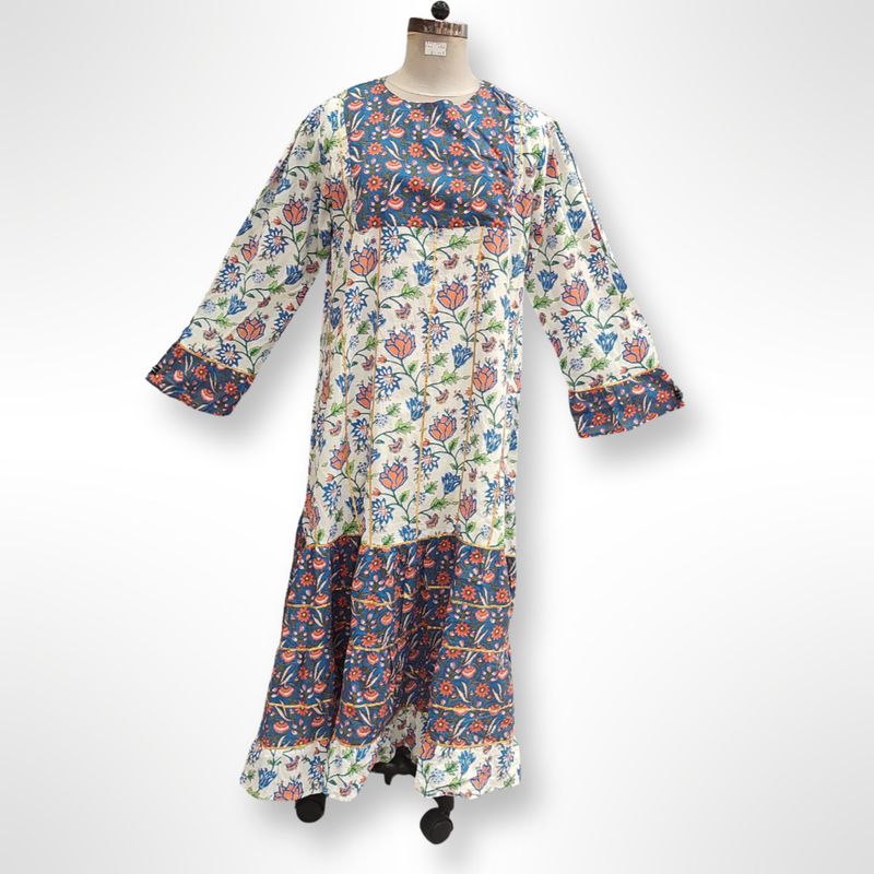 2XL/3XL Madiha Printed Cotton Dress 56" Long Jalabiya