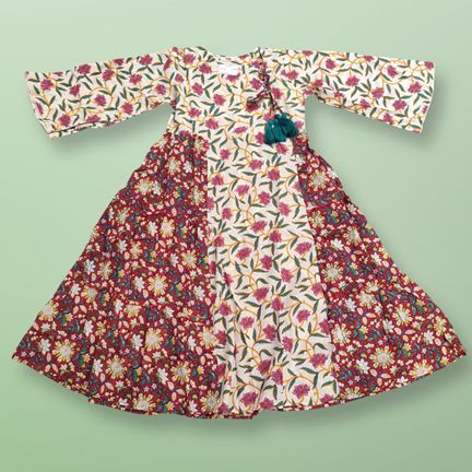 6-7 Year Cindrella Printed Cotton Girls Dress 38" Long Jalabiya