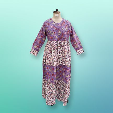 2XL/3XL Dana Printed Cotton Dress 57" Long Jalabiya