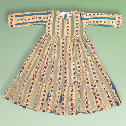 4-5 Year Abiya Printed Cotton Girls Dress 34" Long Jalabiya