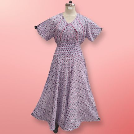 2XL/3XL Mawiya Printed Cotton Dress 57" Short Sleeves Jalabiya