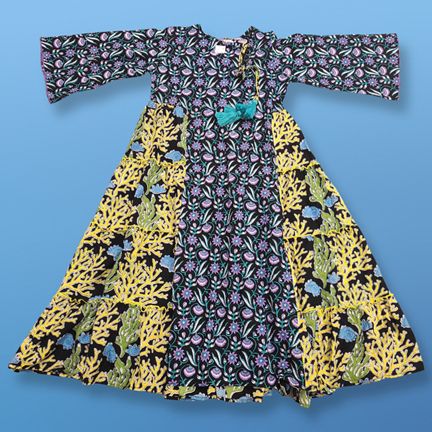 2-3 Year Cindrella Printed Cotton Girls Dress 30" Long Jalabiya