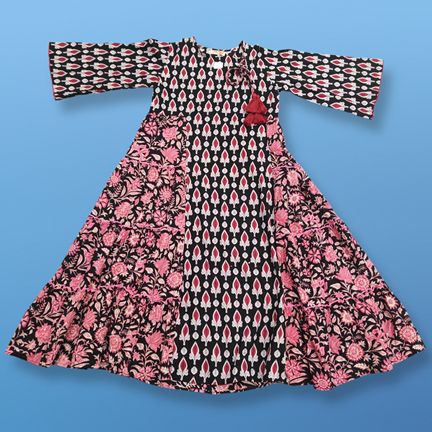 2-3 Year Cindrella Printed Cotton Girls Dress 30" Long Jalabiya