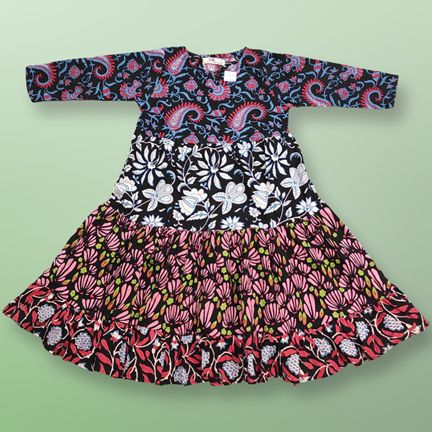 2-3 Year Special Printed Cotton Girls Dress 30" Long Jalabiya