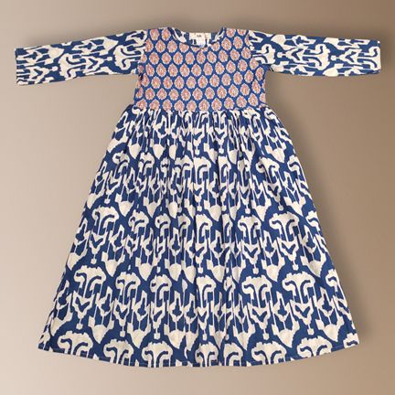 6-7 Year Special Printed Cotton Girls Dress 38" Long Jalabiya