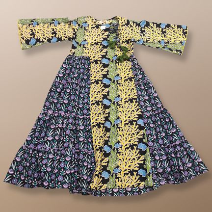 10-11 Year Cindrella Printed Cotton Girls Dress 46" Long Jalabiya