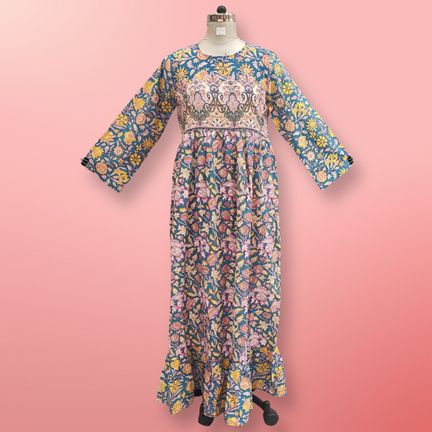 S/M Special Printed Cotton Dress 57" Long Jalabiya