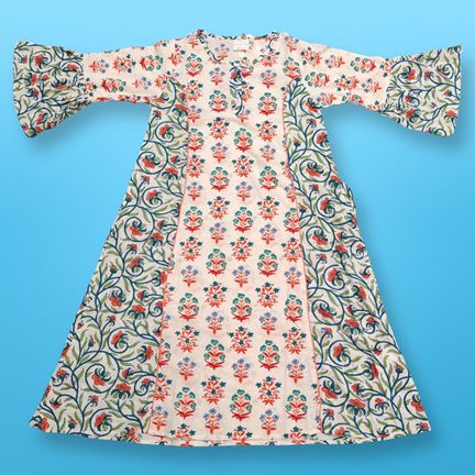 8-9 Year Marry Printed Cotton Girls Dress 41" Long Jalabiya