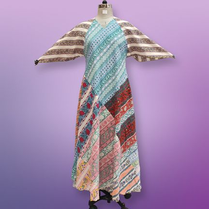 S/M Sakina Multi Printed Cotton Dress 56" Long Jalabiya