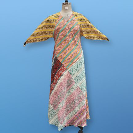 S/M Sakina Multi Printed Cotton Dress 57" Long Jalabiya