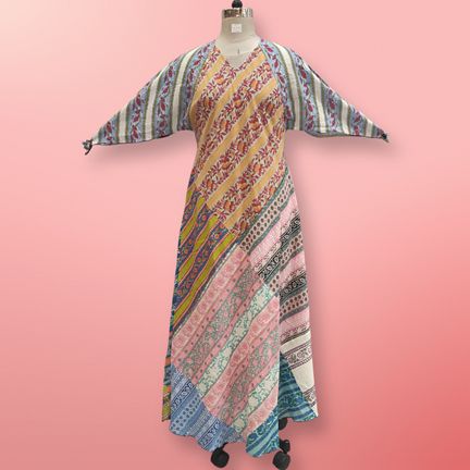 S/M Sakina Multi Printed Cotton Dress 57" Long Jalabiya
