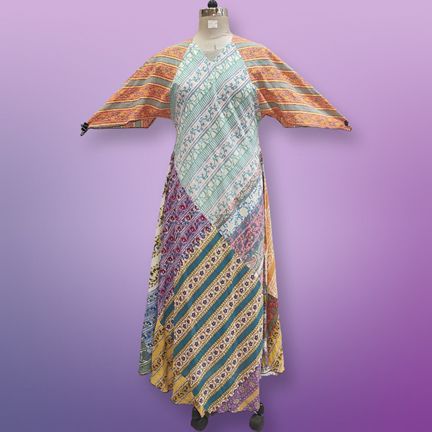 S/M Sakina Multi Printed Cotton Dress 57" Long Jalabiya