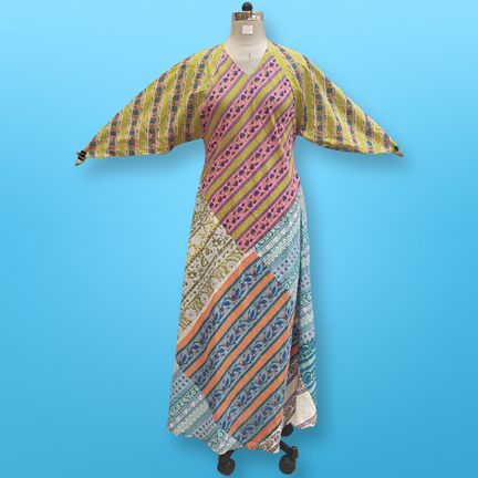 S/M Sakina Multi Printed Cotton Dress 57" Long Jalabiya