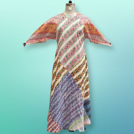 S/M Sakina Multi Printed Cotton Dress 57" Long Jalabiya