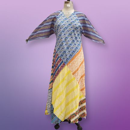 S/M Sakina Multi Printed Cotton Dress 57" Long Jalabiya