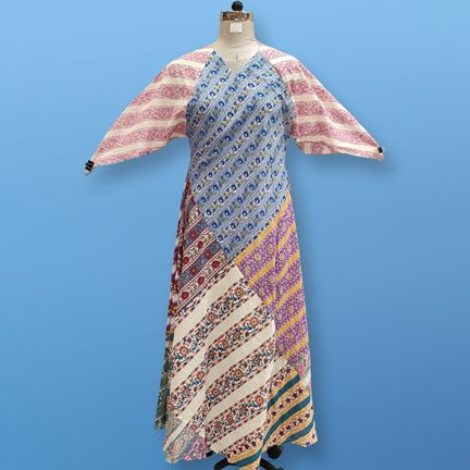 S/M Sakina Multi Printed Cotton Dress 56" Long Jalabiya