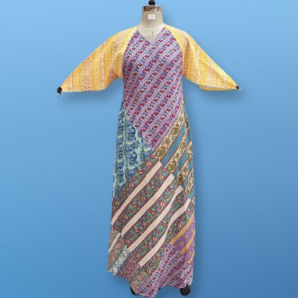 S/M Sakina Multi Printed Cotton Dress 56" Long Jalabiya