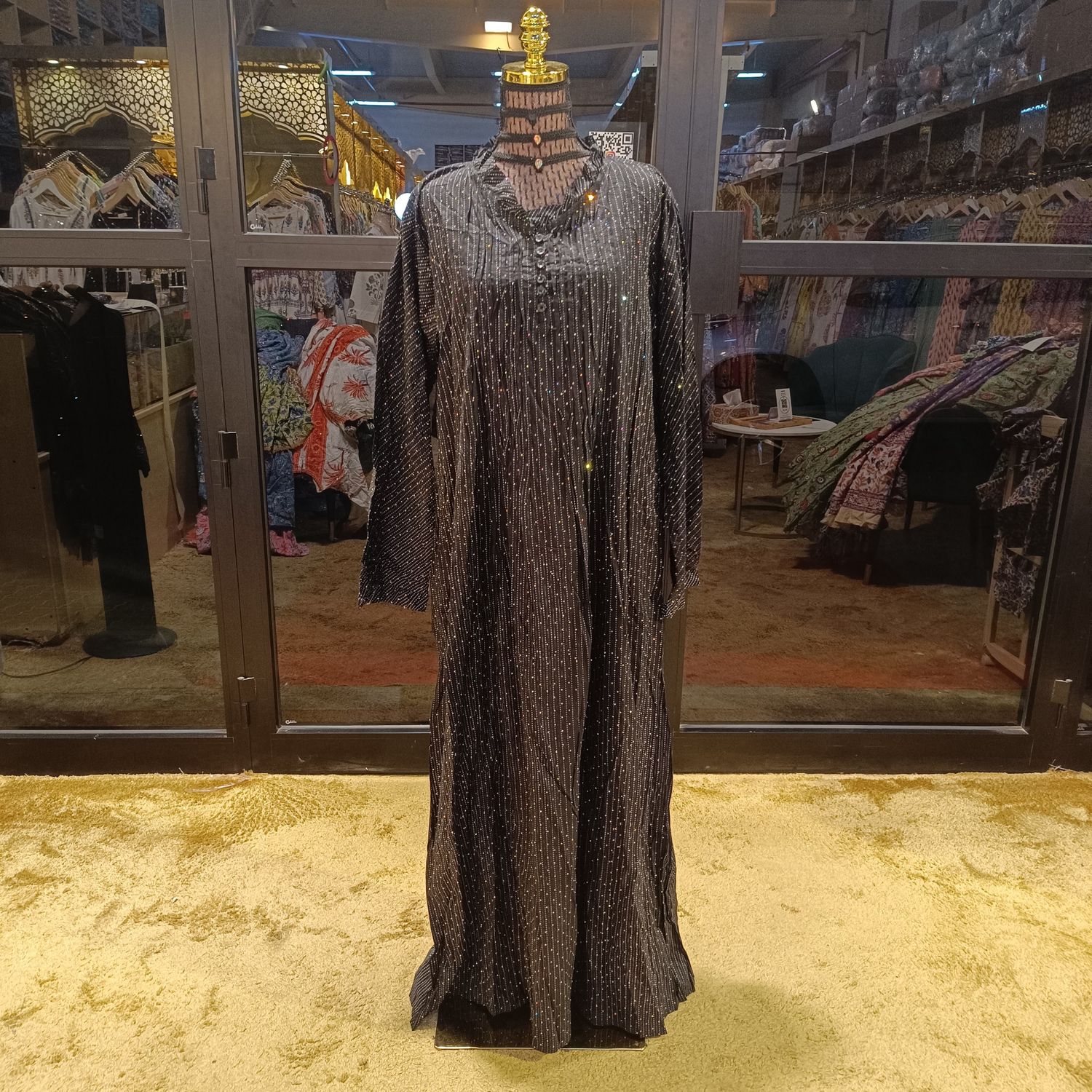 L/XL Crystal Sparrow Printed Cotton Dress 57" Long Jalabiya