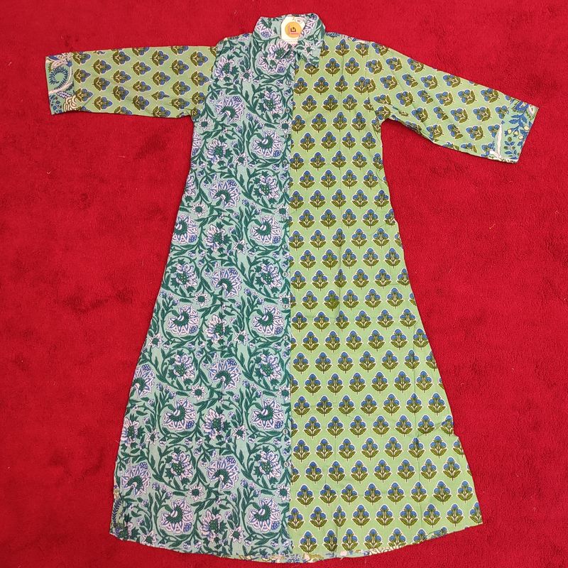 10-11 Year Singapore Printed Cotton Girls Dress 46" Long Jalabiya
