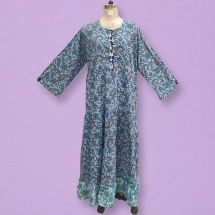 2XL/3XL Special Printed Cotton Dress 57" Long Jalabiya