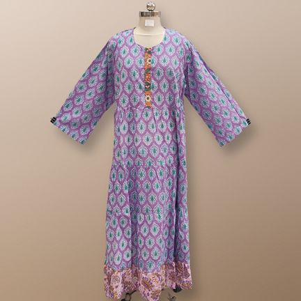 2XL/3XL Special Printed Cotton Dress 57" Long Jalabiya