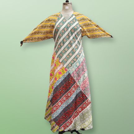 S/M Sakina Multi Printed Cotton Dress 56" Long Jalabiya