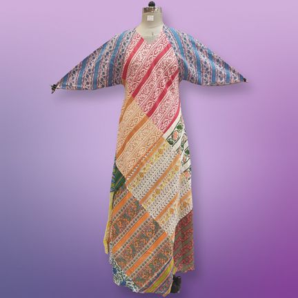 S/M Sakina Multi Printed Cotton Dress 57" Long Jalabiya