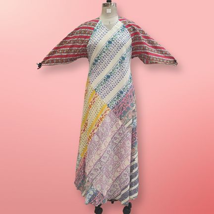 S/M Sakina Multi Printed Cotton Dress 57" Long Jalabiya