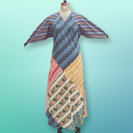 S/M Sakina Multi Printed Cotton Dress 57" Long Jalabiya