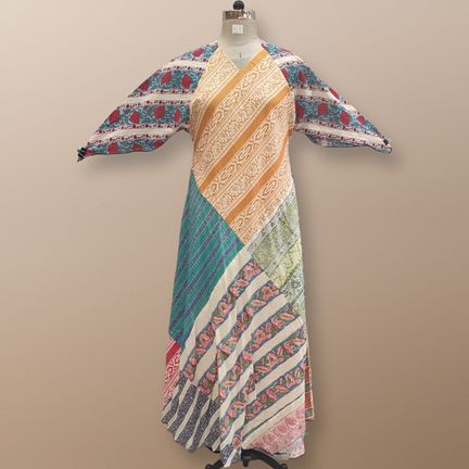 S/M Sakina Multi Printed Cotton Dress 57" Long Jalabiya