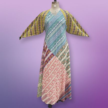 S/M Sakina Multi Printed Cotton Dress 57" Long Jalabiya