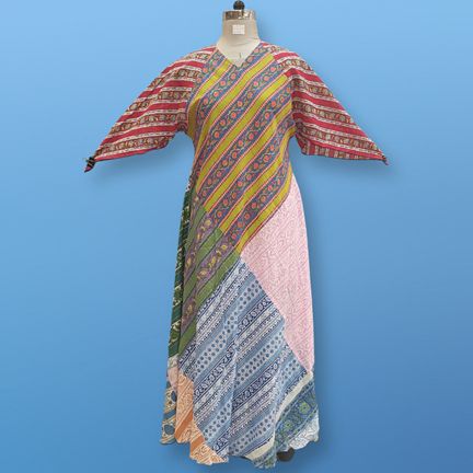 S/M Sakina Multi Printed Cotton Dress 57" Long Jalabiya